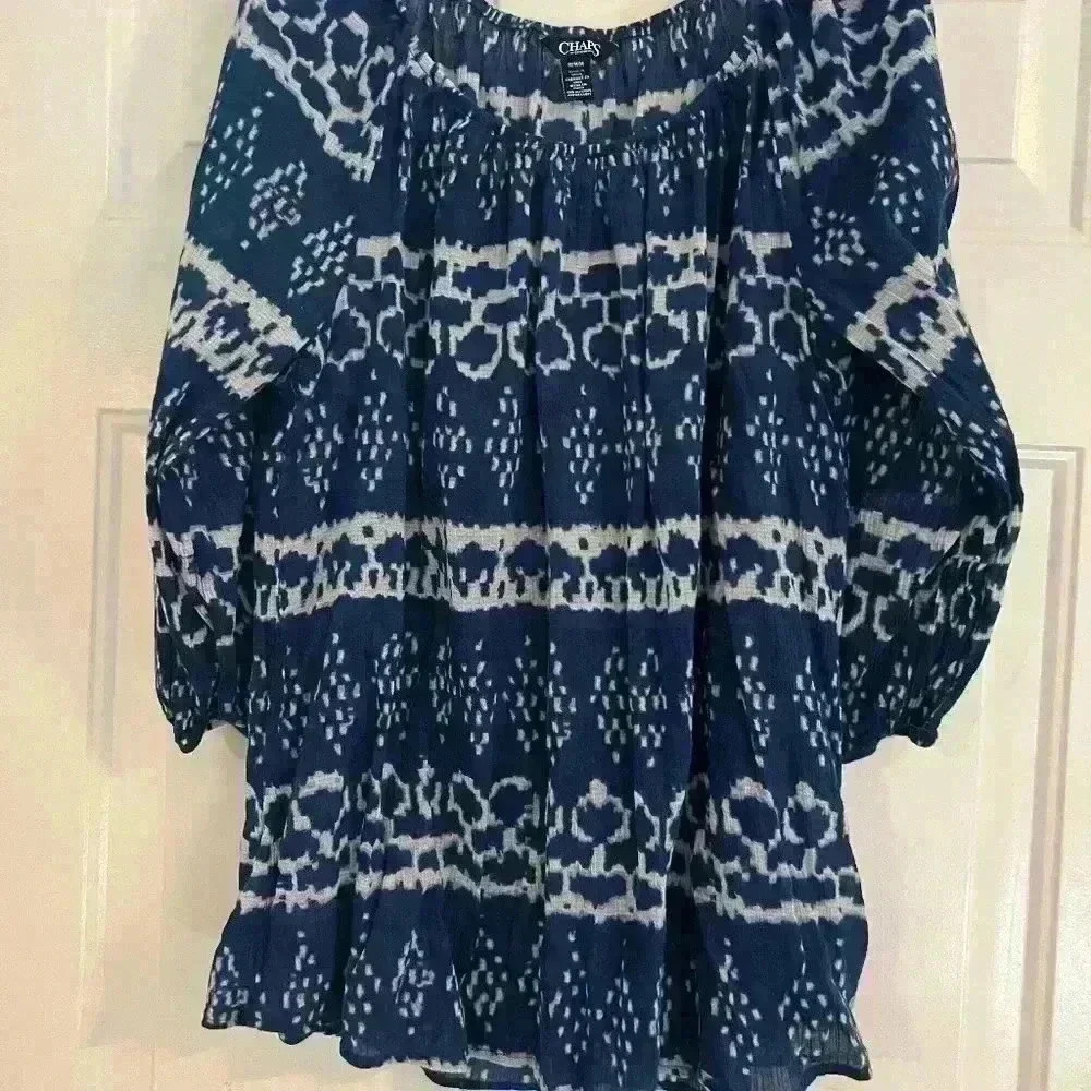 Blue and white blouse